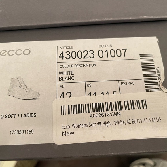 Ecco White Blanc Sneakers Size 11 - Picture 8 of 8